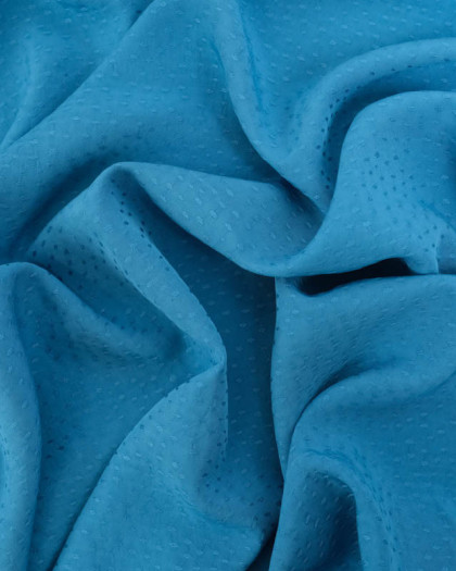 Tissu Viscose Motif Relief Bleu Azur - Mercerine