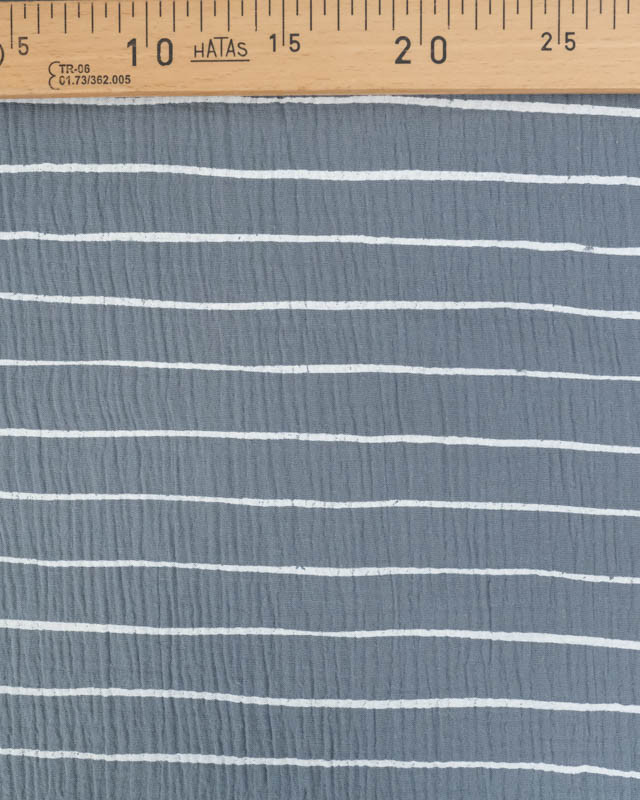 Tissu Double Gaze Bleu à Rayures - Mercerine