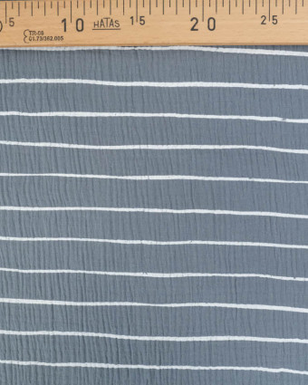 Tissu Double Gaze Bleu à Rayures - Mercerine