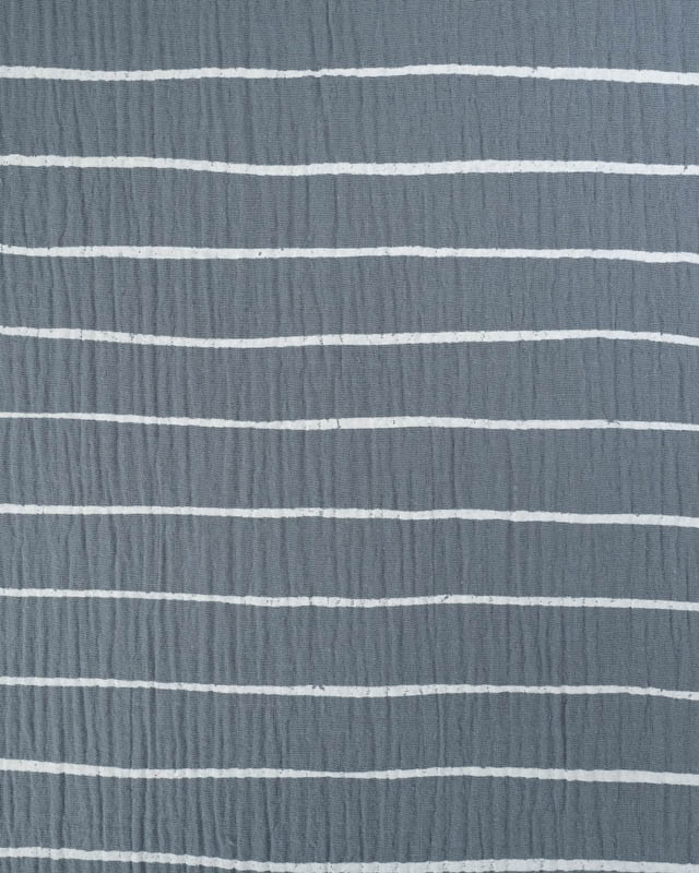 Tissu Double Gaze Bleu à Rayures - Mercerine