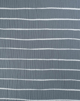Tissu Double Gaze Bleu à Rayures - Mercerine