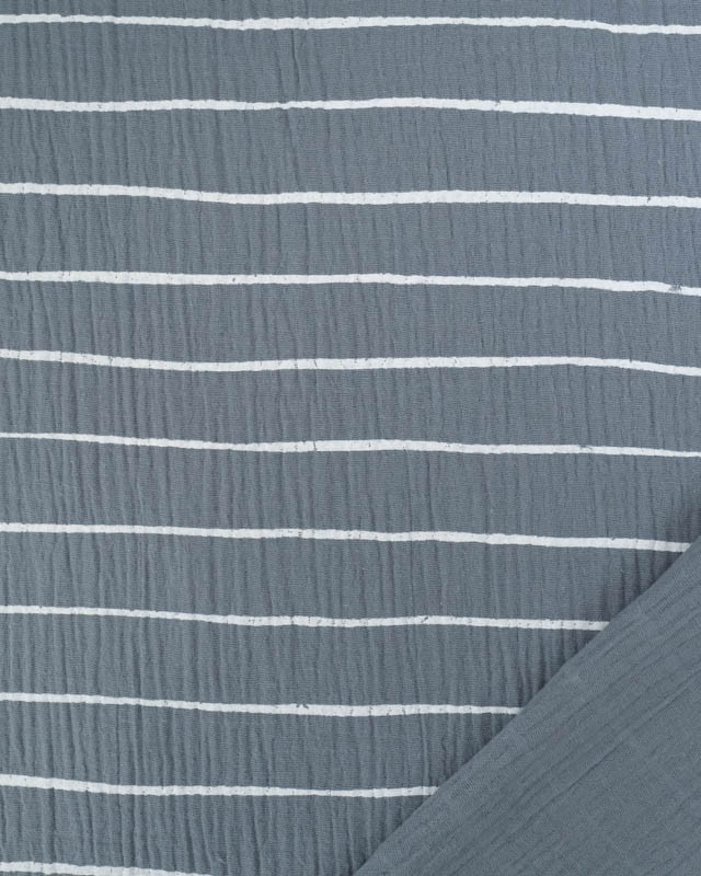 Tissu Double Gaze Bleu à Rayures - Mercerine