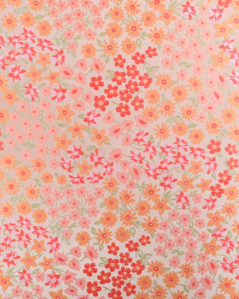 Jacquard Silver Petites Fleurs Rouges et Orange - Mercerine