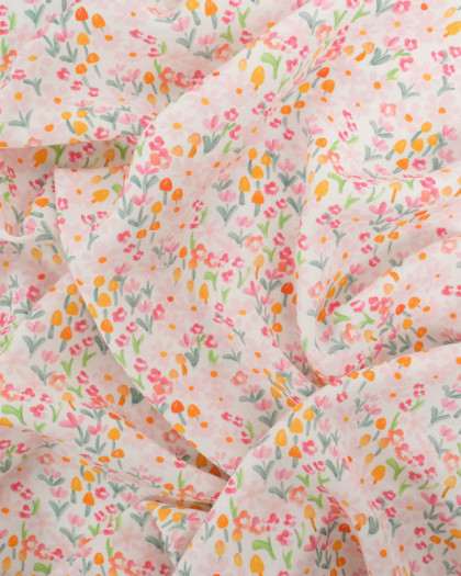 Viscose Impression Digitale Mini Fleurs Roses - Mercerine