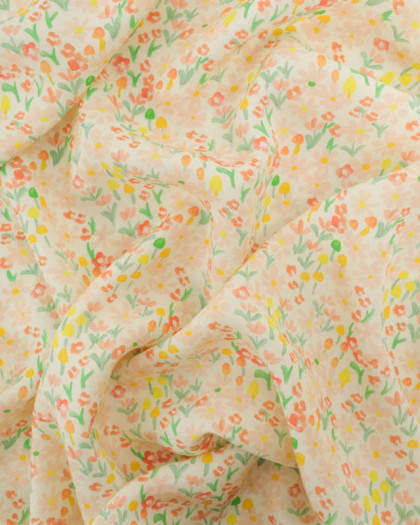 Viscose Impression Digitale Mini Fleurs Jaunes - Mercerine