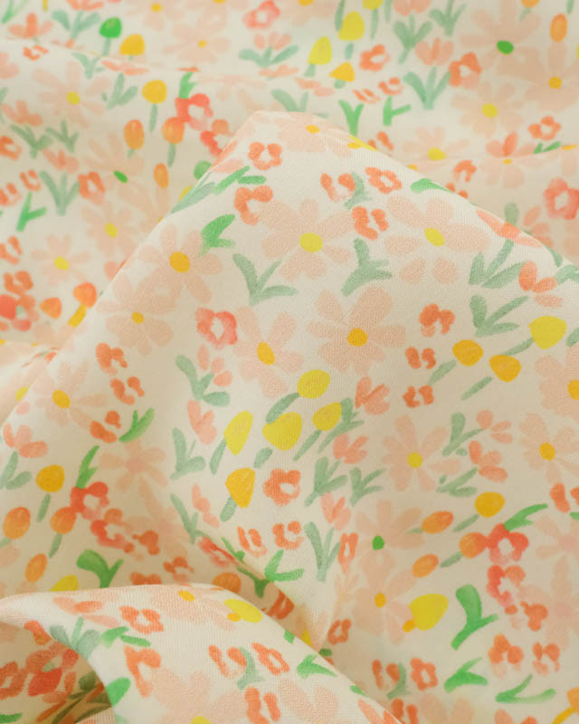 Viscose Impression Digitale Mini Fleurs Jaunes - Mercerine