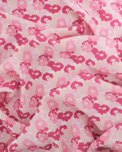 Viscose Impression Digitale Fleuri Nuances Roses - Mercerine