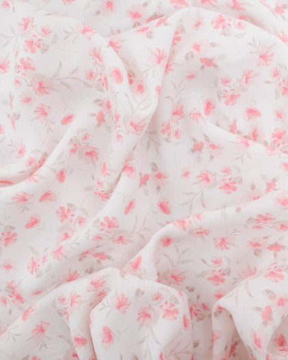 Viscose Impression Digitale Petites Fleurs Roses Vintages - Mercerine