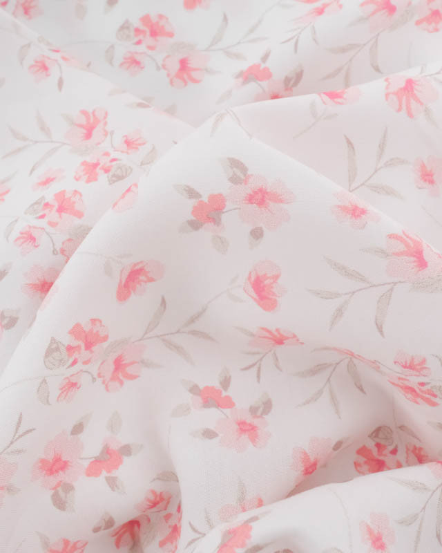 Viscose Impression Digitale Petites Fleurs Roses Vintages - Mercerine
