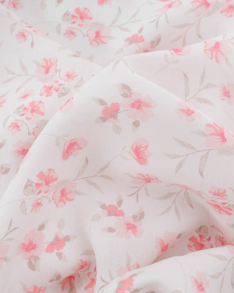 Viscose Impression Digitale Petites Fleurs Roses Vintages - Mercerine