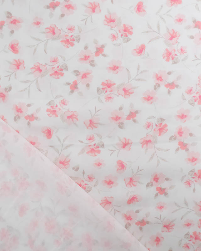 Viscose Impression Digitale Petites Fleurs Roses Vintages - Mercerine