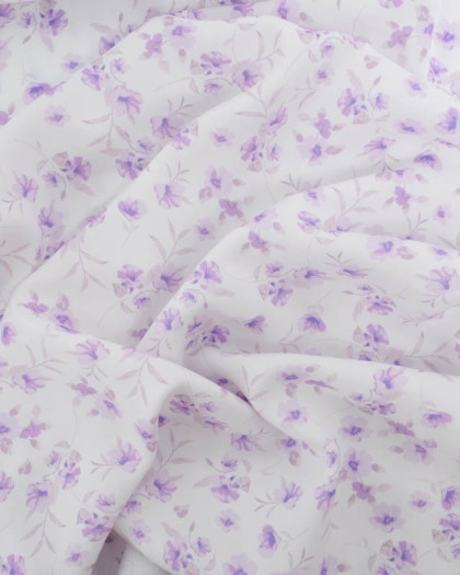 Viscose Impression Digitale Petites Fleurs Violettes Vintages - Mercerine