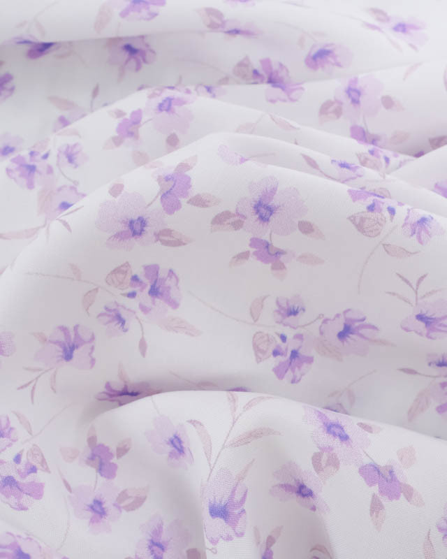 Viscose Impression Digitale Petites Fleurs Violettes Vintages - Mercerine