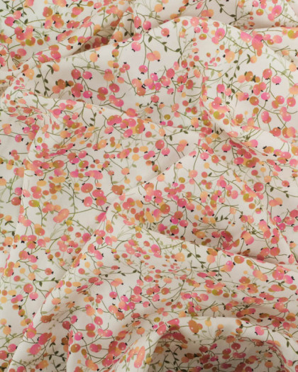 Viscose Impression Digitale Petites Baies Rose - Mercerine