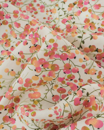Viscose Impression Digitale Petites Baies Rose - Mercerine
