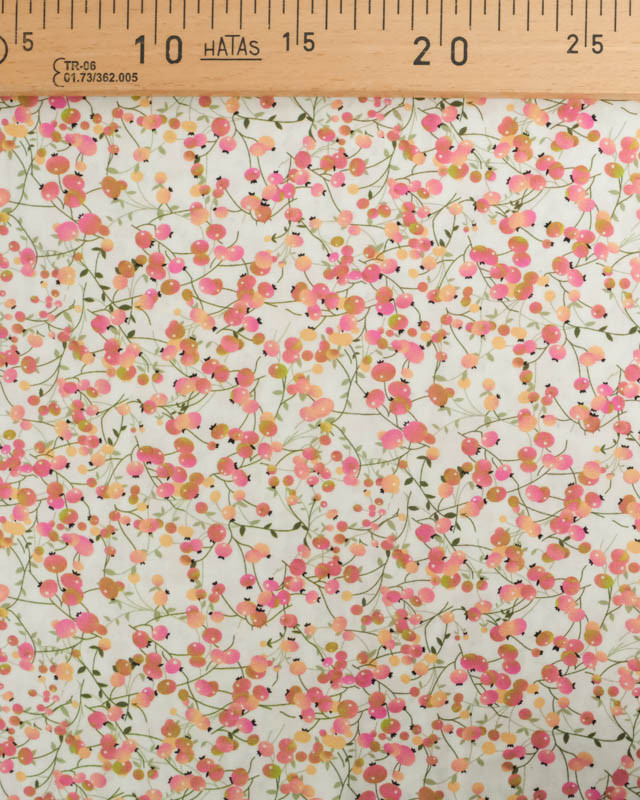 Viscose Impression Digitale Petites Baies Rose - Mercerine