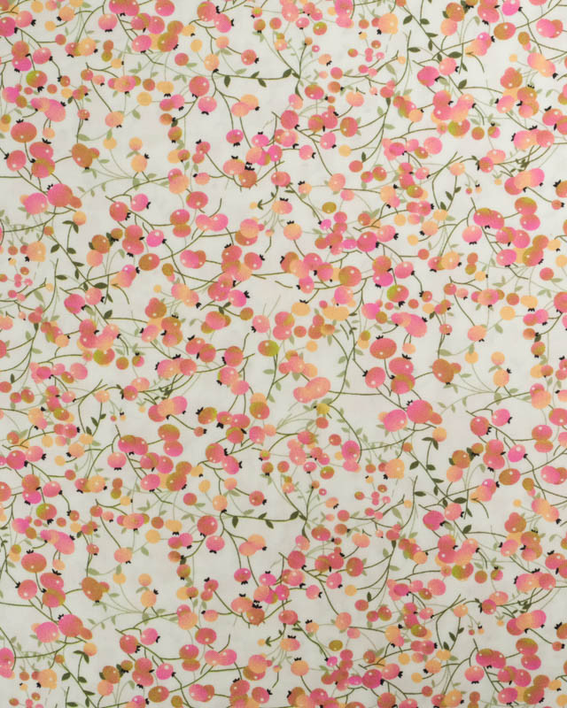 Viscose Impression Digitale Petites Baies Rose - Mercerine
