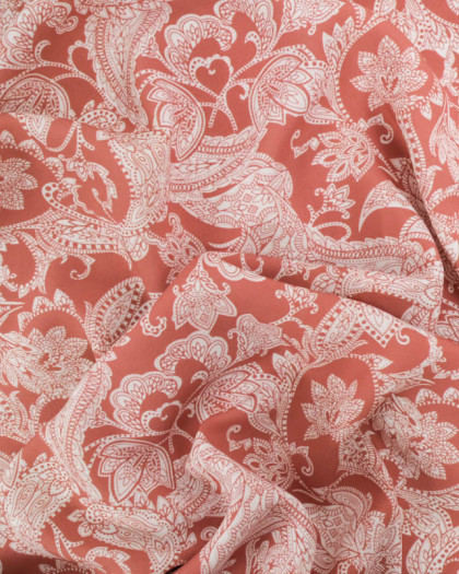 Viscose Impression Digitale Floral Cachemire Marsala - Mercerine