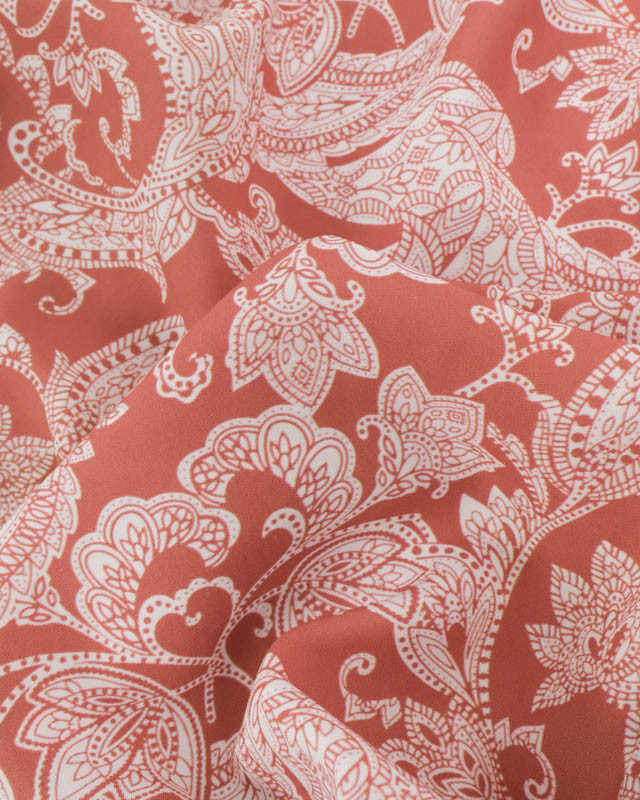 Viscose Impression Digitale Floral Cachemire Marsala - Mercerine