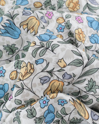 Viscose Impression Digitale Jardin Anglais Bleu - Mercerine