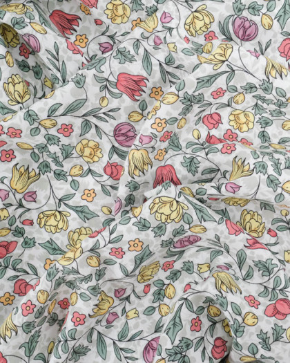 Viscose Impression Digitale Jardin Anglais Rouge - Mercerine