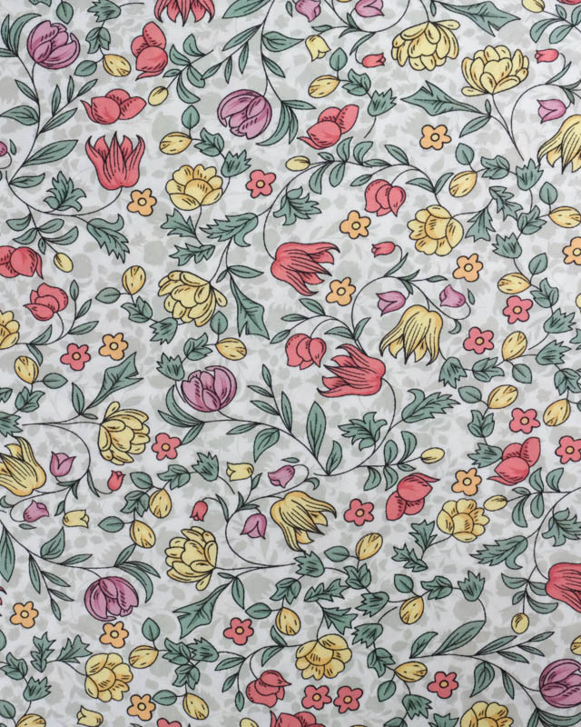 Viscose Impression Digitale Jardin Anglais Rouge - Mercerine