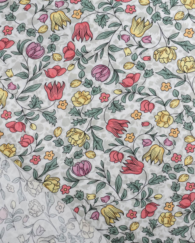 Viscose Impression Digitale Jardin Anglais Rouge - Mercerine
