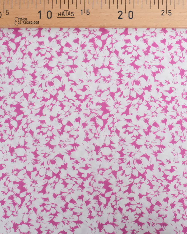 Viscose Impression Digitale Fleurs Paint Framboise - Mercerine