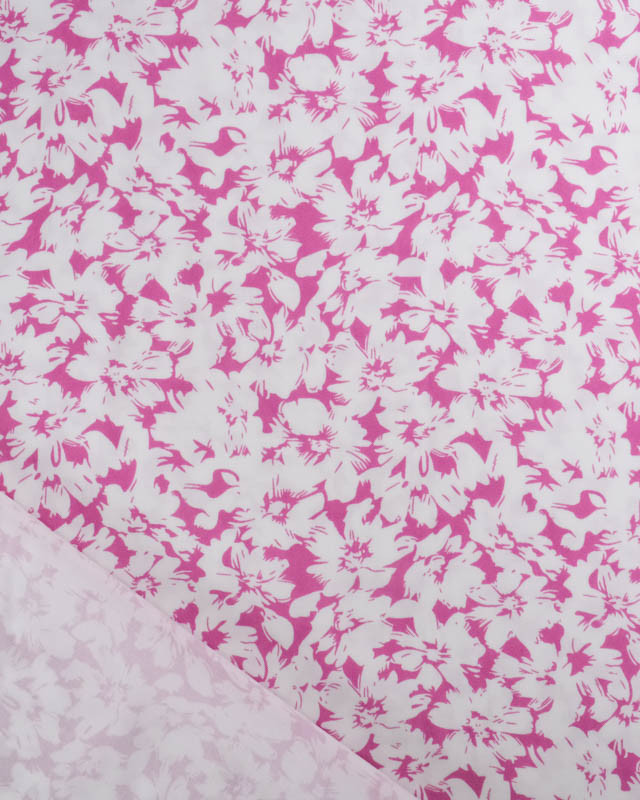 Viscose Impression Digitale Fleurs Paint Framboise - Mercerine