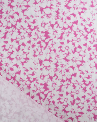 Viscose Impression Digitale Fleurs Paint Framboise - Mercerine