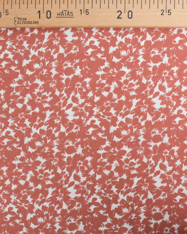 Viscose Impression Digitale Fleurs Paint Terracotta - Mercerine