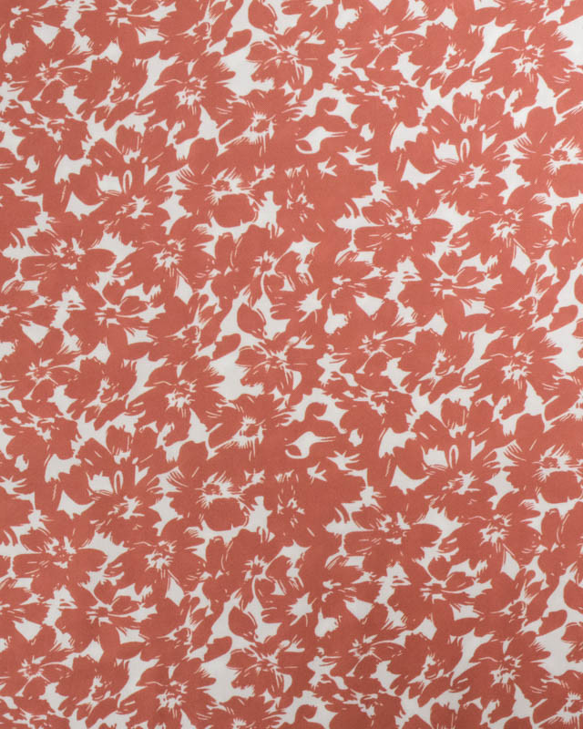 Viscose Impression Digitale Fleurs Paint Terracotta - Mercerine