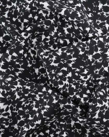 Viscose Impression Digitale Fleurs Paint Noir - Mercerine