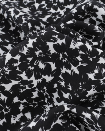 Viscose Impression Digitale Fleurs Paint Noir - Mercerine