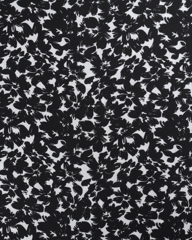 Viscose Impression Digitale Fleurs Paint Noir - Mercerine