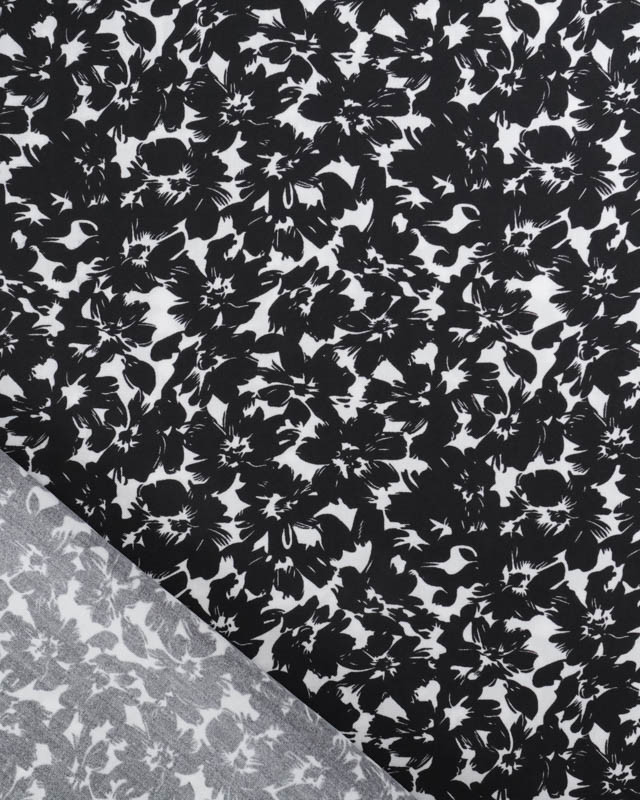 Viscose Impression Digitale Fleurs Paint Noir - Mercerine