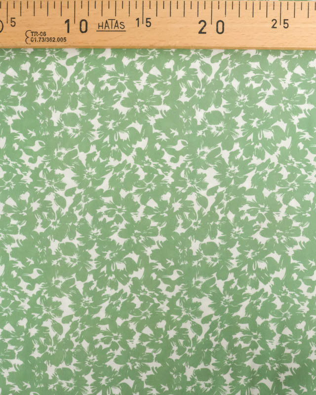 Viscose Impression Digitale Fleurs Paint Vert Prairie - Mercerine