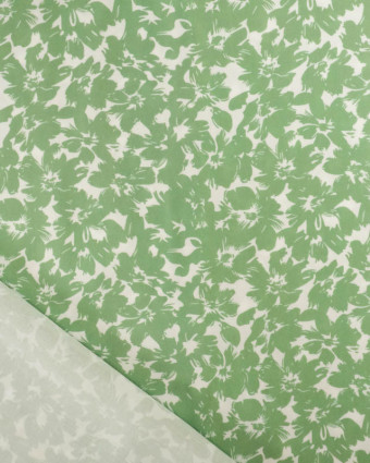 Viscose Impression Digitale Fleurs Paint Vert Prairie - Mercerine