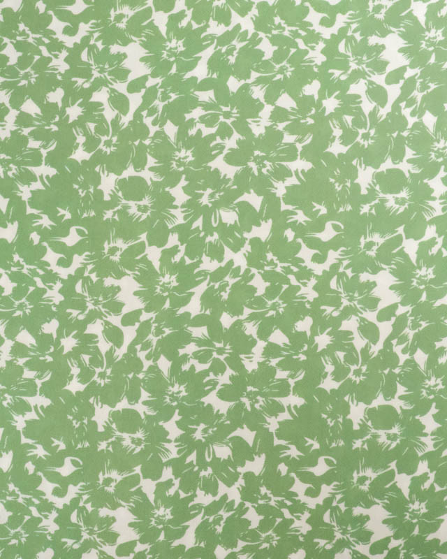 Viscose Impression Digitale Fleurs Paint Vert Prairie - Mercerine