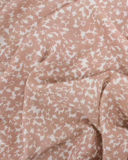 Viscose Impression Digitale Fleurs Paint Taupe - Mercerine