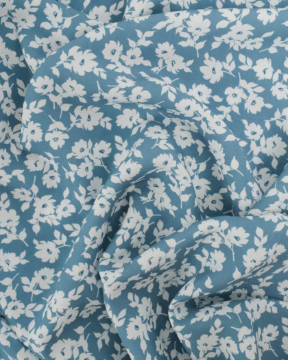 Viscose Impression Digitale Bleu Gris Lisa - Mercerine
