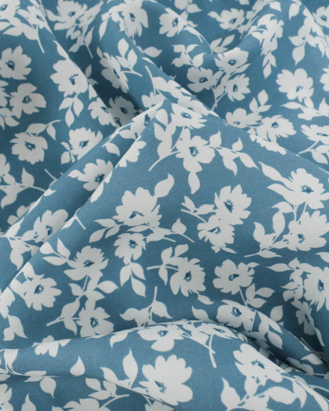 Viscose Impression Digitale Bleu Gris Lisa - Mercerine