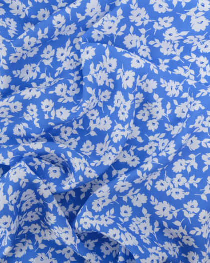 Viscose Impression Digitale Bleu Céruléum Lisa - Mercerine
