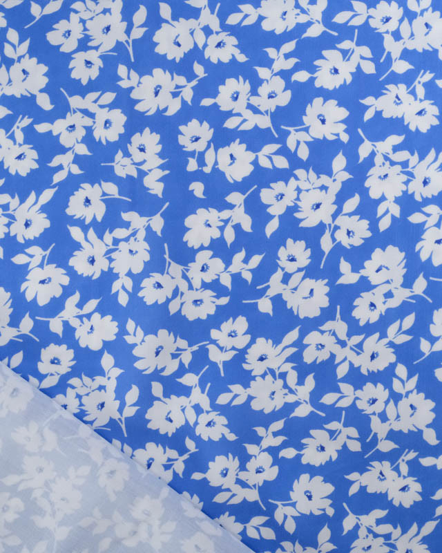 Viscose Impression Digitale Bleu Céruléum Lisa - Mercerine