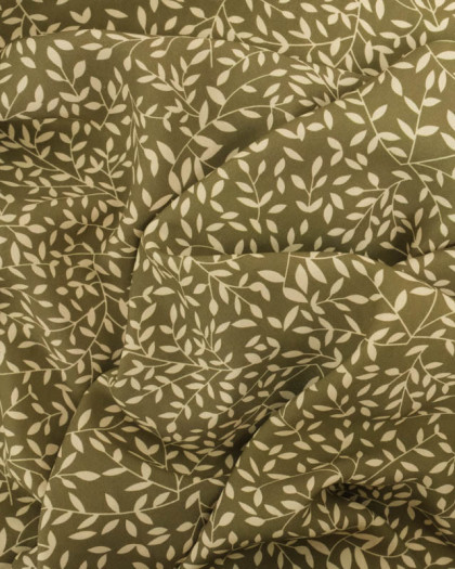 Viscose Impression Digitale Petit Feuillage Kaki - Mercerine