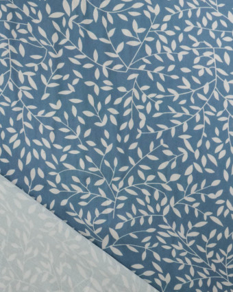 Viscose Impression Digitale Petit Feuillage Bleu Gris - Mercerine
