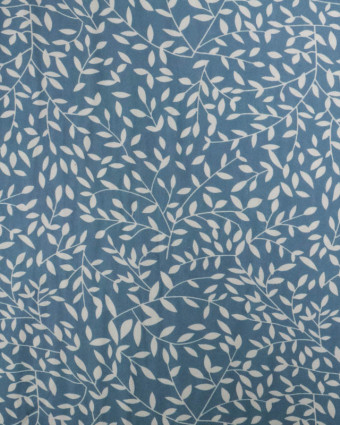 Viscose Impression Digitale Petit Feuillage Bleu Gris - Mercerine