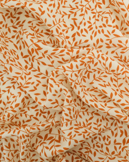 Viscose Impression Digitale Petit Feuillage Caramel - Mercerine