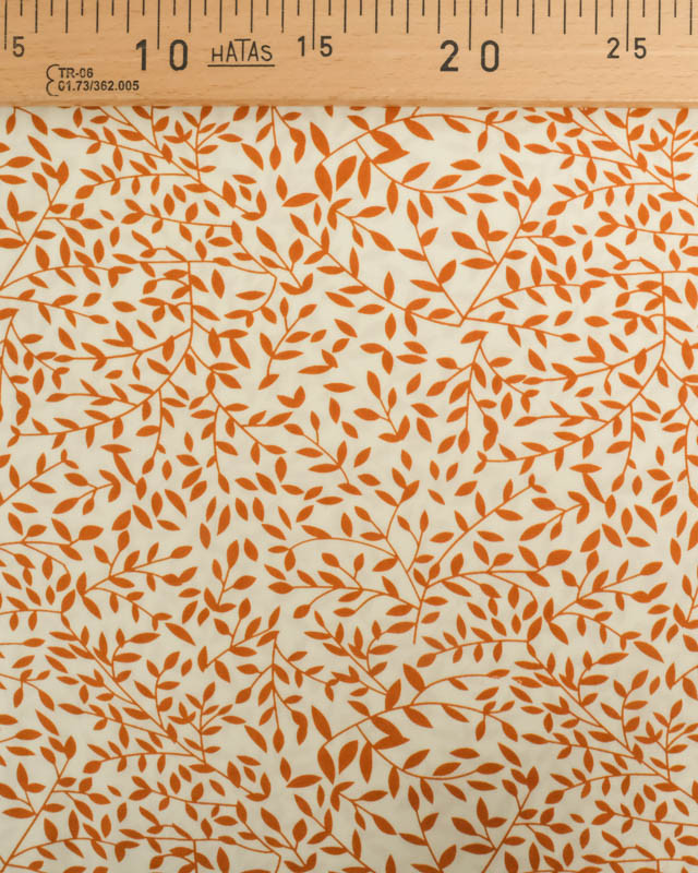 Viscose Impression Digitale Petit Feuillage Caramel - Mercerine