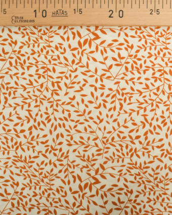 Viscose Impression Digitale Petit Feuillage Caramel - Mercerine